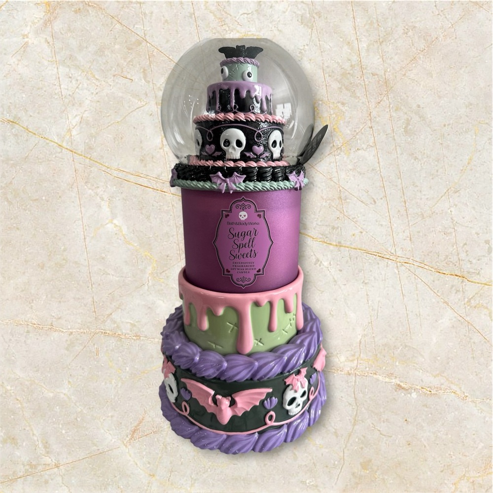 Bath & Body Works Sugar Skull Candle Holder - Purple and Pink